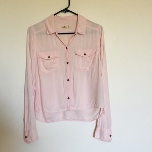 Hollister Light Pink Button Up Blouse